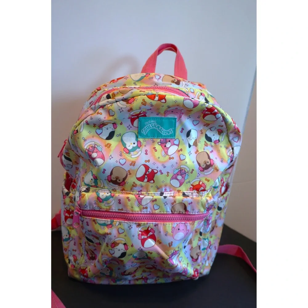 Squishmallows Kids Backpack Rainbow Character Print Pink School Bag KC.1028